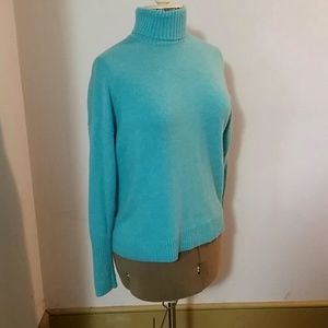 J Crew Turtleneck Sweater Med Wool Blend Turquoise